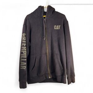Y2K CAT Caterpillar Navy Blue Men’s Zip Up Sweatshirt Size XL